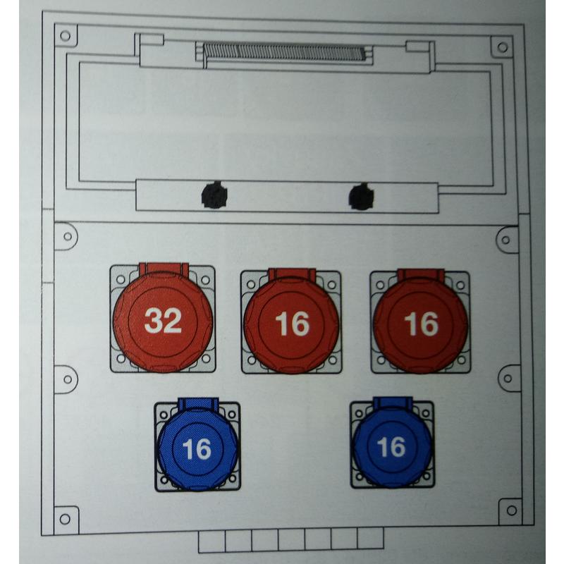 Famatel rb443697 - RB20201000.1 /4030 Zásuvkový rozvaděč RUBBER BOX IP65 jištěný s chráničem 63/4/003