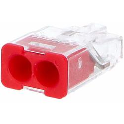 Eleman 1014680 Svorka krabicová miniaturní PC212S bezšroubová 2x 0,2-2,5 mm2, transparentní/červená
