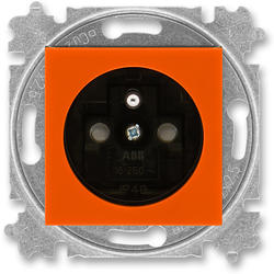 ABB 5519H-A02357 66 Zásuvka jednonásobná s ochranným kolíkem, s clonkami, oranžová/kouř. černá