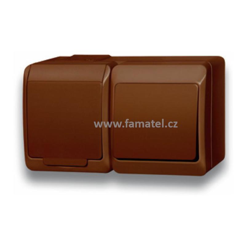 Famatel 5327-20 GALATEA IP44 Přepínač střídavý č.6 + zásuvka (hnědá)
