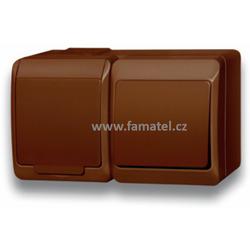 Famatel 5327-20 GALATEA IP44 Přepínač střídavý č.6 + zásuvka (hnědá)