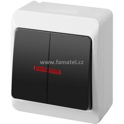 Famatel 5342-01 GALATEA IP44 Spínač sériový podsvětlený č.5So (bílá / kolébka černá)