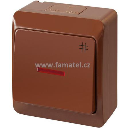 Famatel 5348-06 GALATEA IP44 Přepínač křížový podsvětlený č.7So (hnědá)