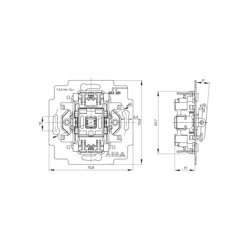 Vypínač řazení 1, 1So, kolébkový bezšroubový ABB 3559-A01345