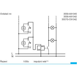 Ovládač (tlačítko) řazení 1/0, 1/0So, 1/0S, kolébkový bezšroubový ABB 3559-A91345
