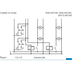 Ovládač (tlačítko) řazení 1/0+1/0, kolébkový bezšroubový ABB 3559-A87345