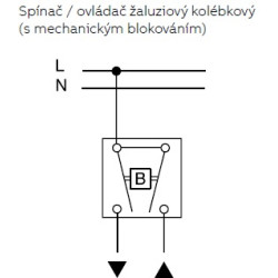 Ovládač (tlačítko) žaluziový kolébkový, řazení 1/0+1/0 s blokováním, pro Future linear, ABB 2CKA001413A0590
