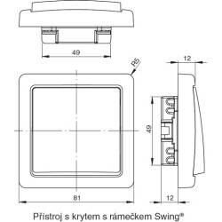 Vypínač kolébkový s krytem, řazení 5 ABB Swing 3557G-A05340 S1 světle šedá