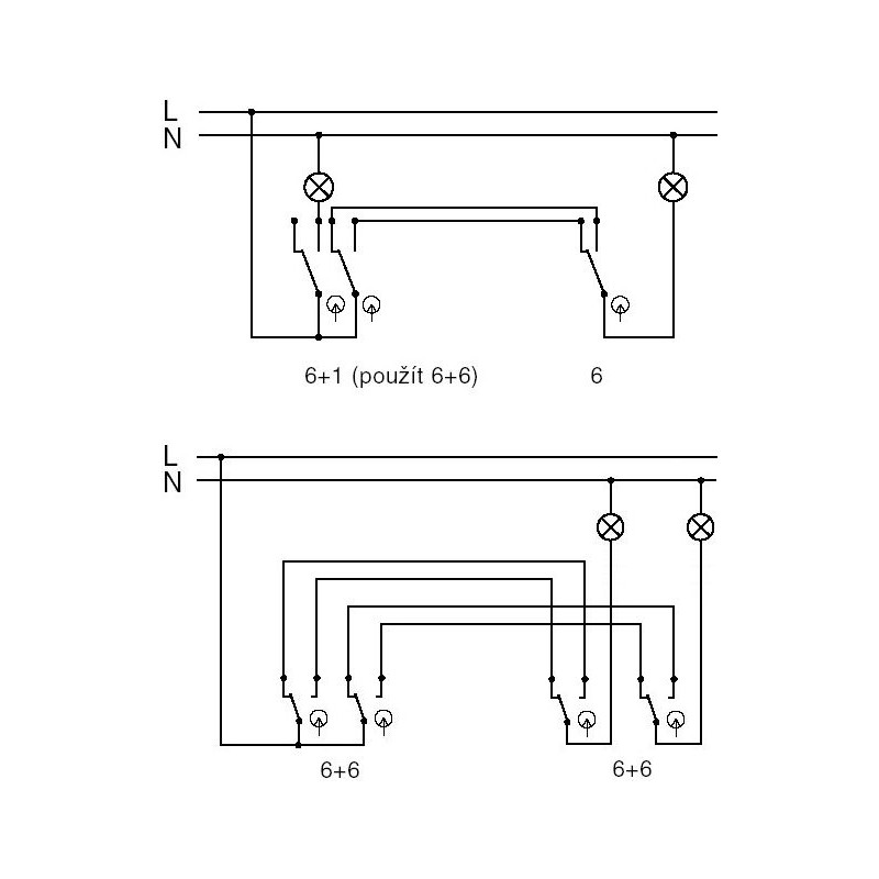 Vypínač kolébkový s krytem, řazení 6+6 ABB Swing 3557G-A52340 S1 světle šedá