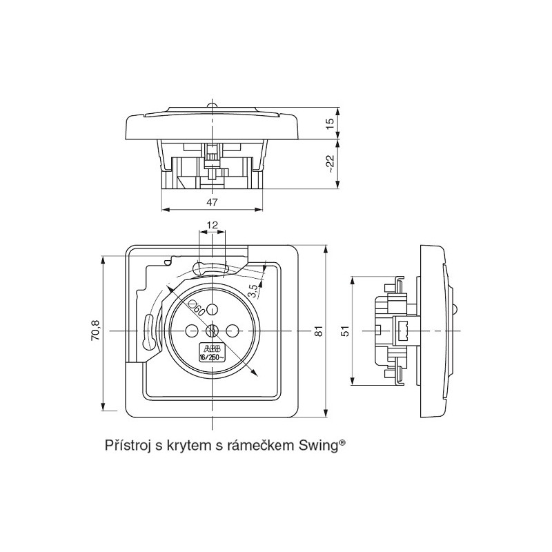 Zásuvka jednonásobná, s clonkami ABB Swing 5518G-A02359 D1 béžová