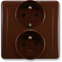 Zásuvka kompletní dvojnásobná, polozapuštěná ABB Swing 5512G-C02249 H1 hnědá