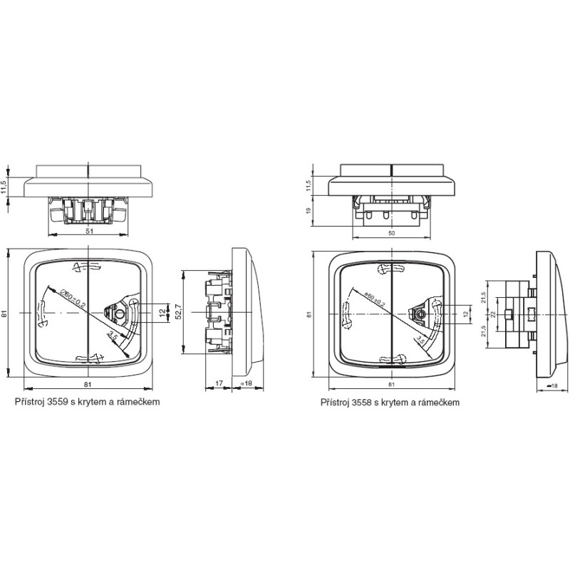 Kryt vypínače dvojpólového ABB Tango 3558A-A655 B bílá