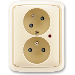 Zásuvka s ochranou před přepětím, dvojnásobná bezšroubová, s optickou ABB Tango 5593A-C02357 C slonová kost