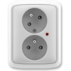 Zásuvka s ochranou před přepětím, dvojnásobná bezšroubová, s optickou signalizací ABB Tango 5593A-C02357 S šedá