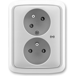 Zásuvka s ochranou před přepětím, dvojnásobná bezšroubová, s akustickou signalizací ABB Tango 5583A-C02357 S šedá