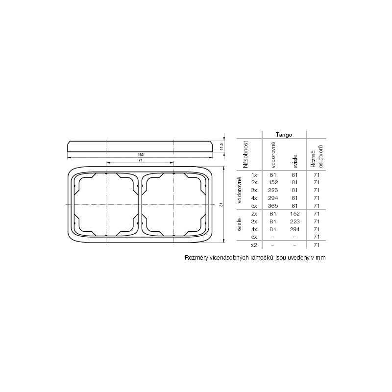 Rámeček svislý čtyřnásobný ABB Tango 3901A-B41 R2 vřesová červená