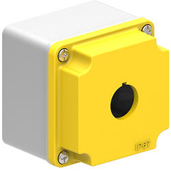 LOVATO Electric LPZM1A5 prázdný kovový kryt ovládací skříně pro 1 ovladač, žluto/šedé provedení