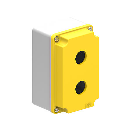 LOVATO Electric LPZM2A5 prázdný kovový kryt ovládací skříně pro 2 ovladače, žluto/šedé provedení