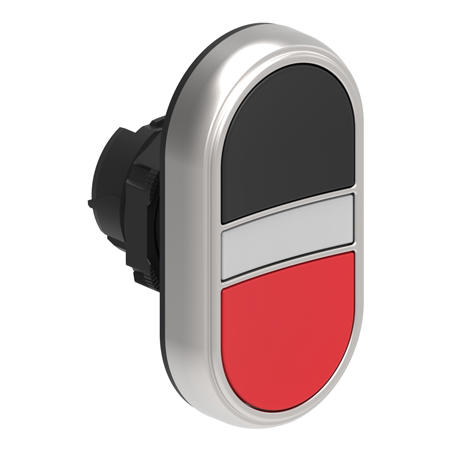 LOVATO Electric LPCBL7112 Dvoutlačítková plastová hlavice černá/červená bez symbolů lícující prosvětlený střed