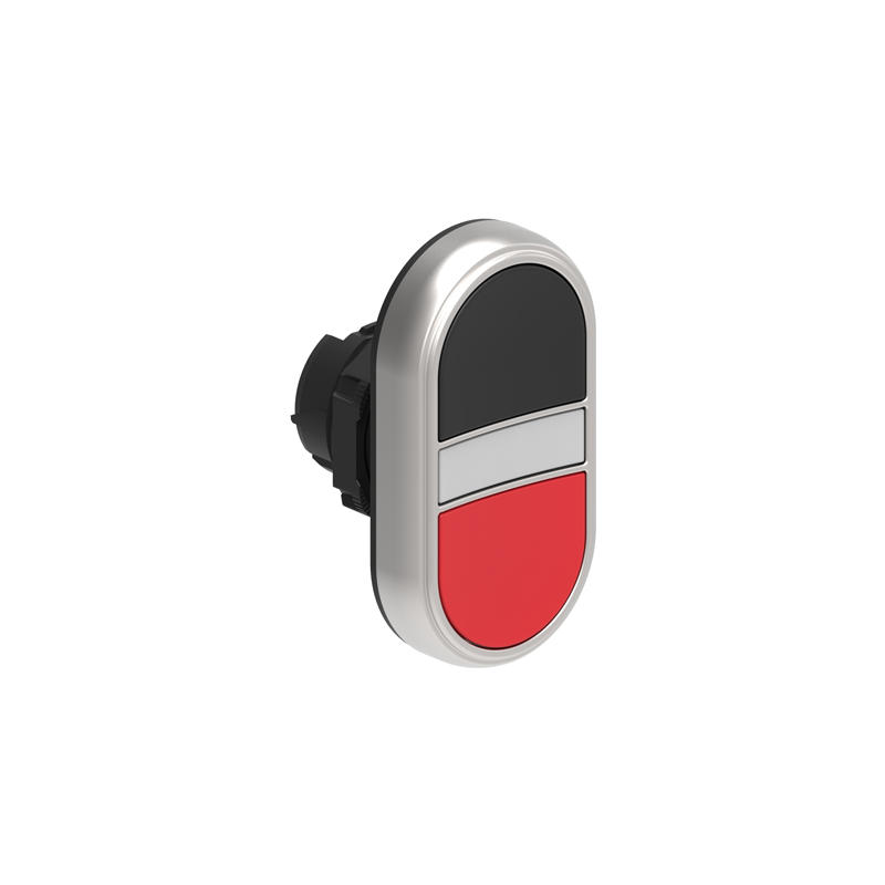 LOVATO Electric LPCBL7112 Dvoutlačítková plastová hlavice černá/červená bez symbolů lícující prosvětlený střed