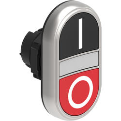 LOVATO Electric LPCBL7122 Dvoutlačítková plastová hlavice černá/červená se symboly I-O lícující prosvětlený střed