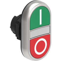 LOVATO Electric LPCBL7123 Dvoutlačítková plastová hlavice zelená/červená se symboly I-O lícující prosvětlený střed