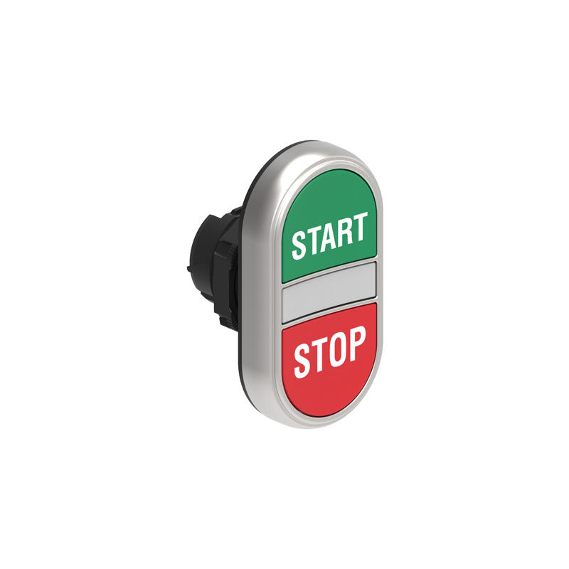 LOVATO Electric LPCBL7133 Dvoutlačítková plastová hlavice zelená/červená se symboly START-STOP lícující prosvětlený střed