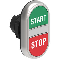 LOVATO Electric LPCBL7133 Dvoutlačítková plastová hlavice zelená/červená se symboly START-STOP lícující prosvětlený střed