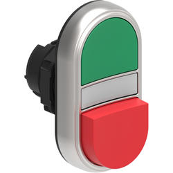 LOVATO Electric LPCBL7213 Dvoutlačítková plastová hlavice zelená/červená bez symbolů lícující vystouplý prosvětlený střed