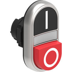 LOVATO Electric LPCBL7222 Dvoutlačítková plastová hlavice černá/červená se symboly I-O lícující vystouplý prosvětlený střed