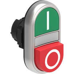 LOVATO Electric LPCBL7223 Dvoutlačítková plastová hlavice zelená/červená se symboly I-O lícující vystouplý prosvětlený střed