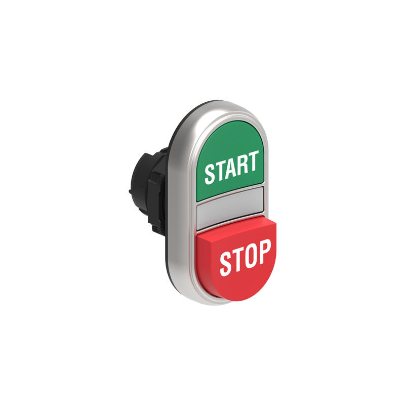 LOVATO Electric LPCBL7233 lačítková plastová hlavice zelená/červená se symboly START-STOP lícující vystouplý prosvětlený střed