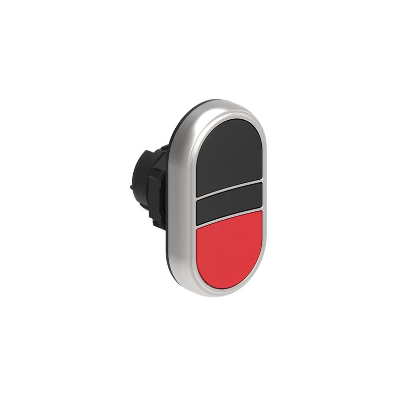 LOVATO Electric LPCB7112 Dvoutlačítková plastová hlavice černá/červená bez symbolů lícující