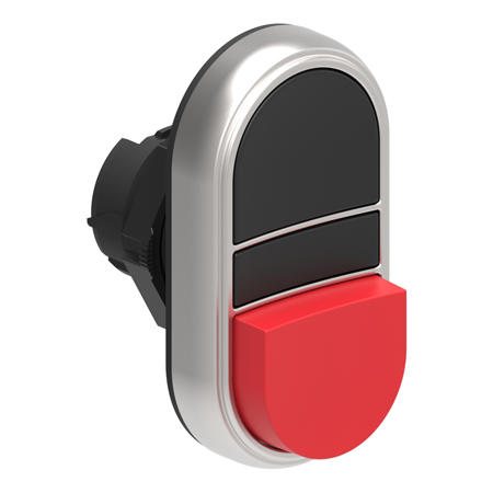LOVATO Electric LPCB7212 Dvoutlačítková plastová hlavice černá/červená bez symbolů lícující + vystouplé
