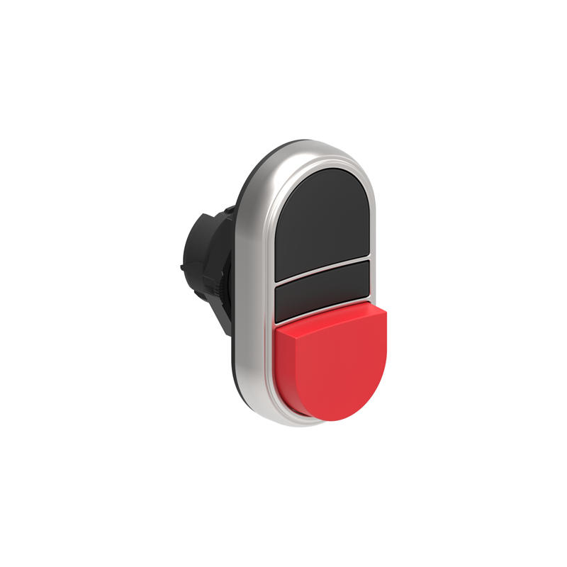 LOVATO Electric LPCB7212 Dvoutlačítková plastová hlavice černá/červená bez symbolů lícující + vystouplé