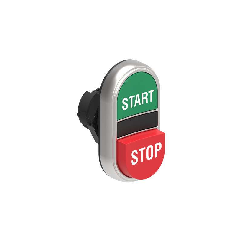 LOVATO Electric LPCB7233 Dvoutlačítková plastov hlavice zelená/červená se symboly START-STOP lícující + vystouplé