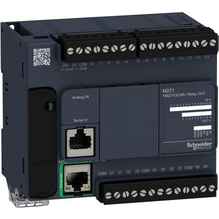 Schneider Electric TM221CE24R PLC Modicon M221, 100-240VAC, 14DI, 10DQ (relé), 1x Ethernet, 1x Sériová linka, 1x miniUSB, slot SD