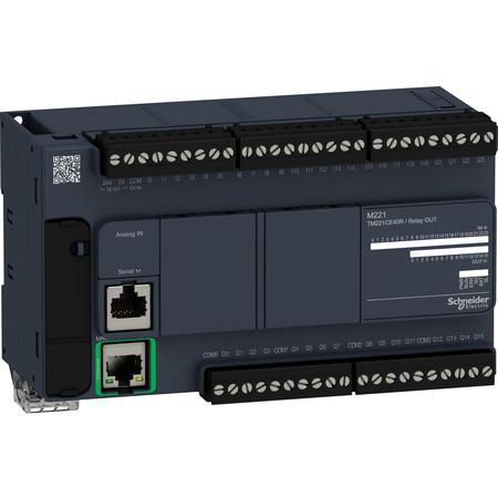 Schneider Electric TM221CE40R PLC Modicon M221, 100-240VAC, 24DI, 16DQ (relé), 1x Ethernet, 1x Sériová linka, 1x miniUSB, slot SD