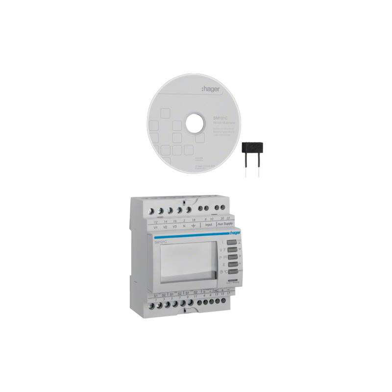 Hager SM101C Multifunkční měřicí přístroj s LCD a komunikací RS485 na DIN
