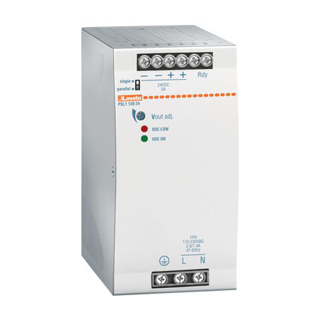 LOVATO Electric PSL112048 Spínaný napájecí zdroj, 120W/2,5A, výstup 48V DC, instal.provedení