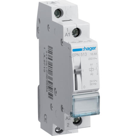 Hager EPN513 Impulsní relé 16A,  1S,  24V AC / 12V DC