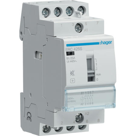 Hager ERC425S Stykač se sníž. hlučností 25A,  4S,  230V AC