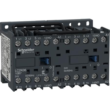 Schneider Electric LC2K0610B7 reverzační stykač 3P 6A AC-3 440V-pomocný kontakt 1Z- cívka 24V 50Hz