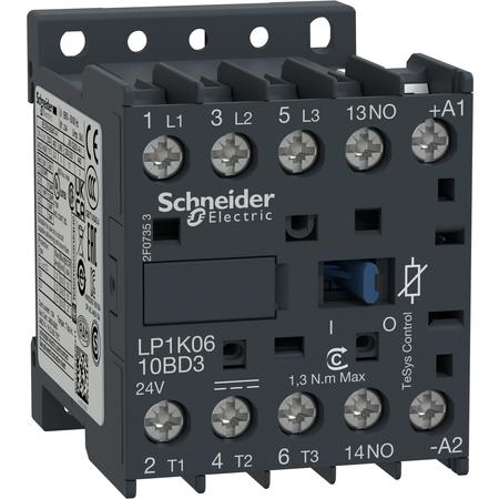 Schneider Electric LP1K0610BD3 ministykač 3P (3Z) 6A AC-3 440V - pomocný kontakt 1Z- cívka 24V DC