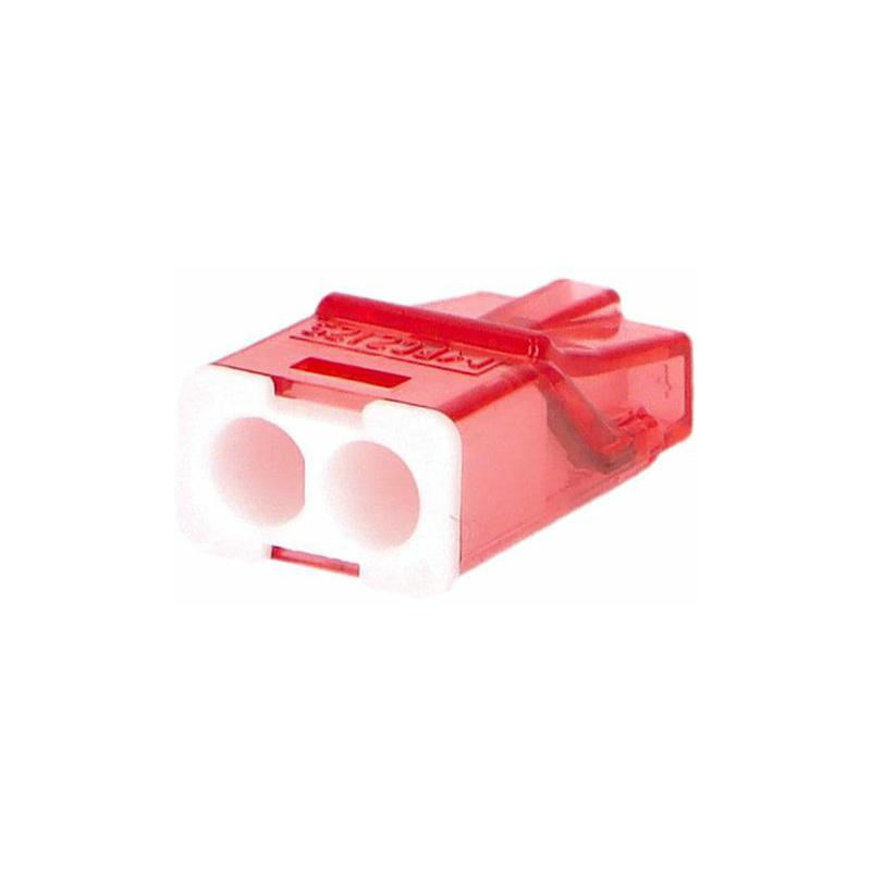 Eleman 1014680  Svorka krabicová miniaturní PC212S bezšroubová 2x 0,2-2,5 mm2, transparentní/červená