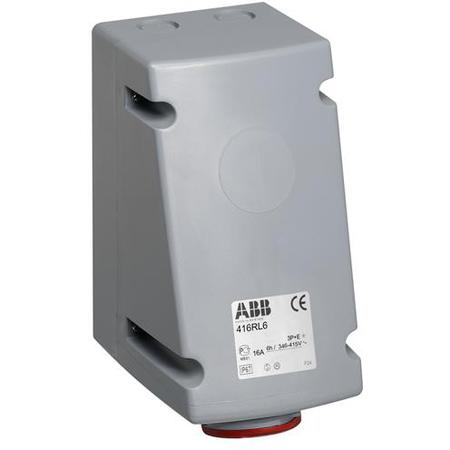 ABB 2CMA168405R1000 Zásuvka nástěnná pro smyčkování, 5p., 16 A, IP44, 6 h, šedá-červená