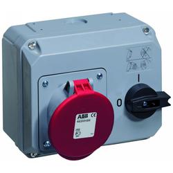 ABB 2CMA167727R1000 Zásuvka s blokovaným vypínačem, horizontální, 5p., 63 A, IP44, 6 h, šedá-červená