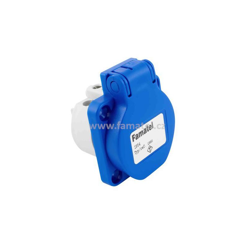 Famatel 13950 Zásuvka vestavná IP54 SCHUKO 230V/16A (s postranními ochrannými kontakty), modrá