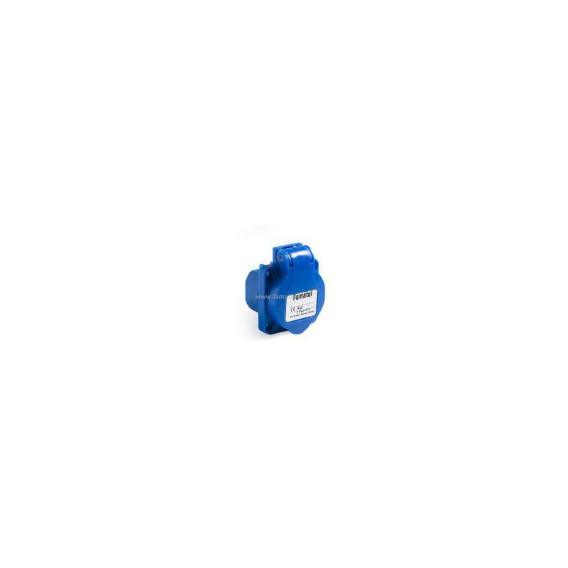 Famatel 13953 Zásuvka vestavná IP54 SCHUKO 230V/16A (s postranními ochrannými kontakty), modrá