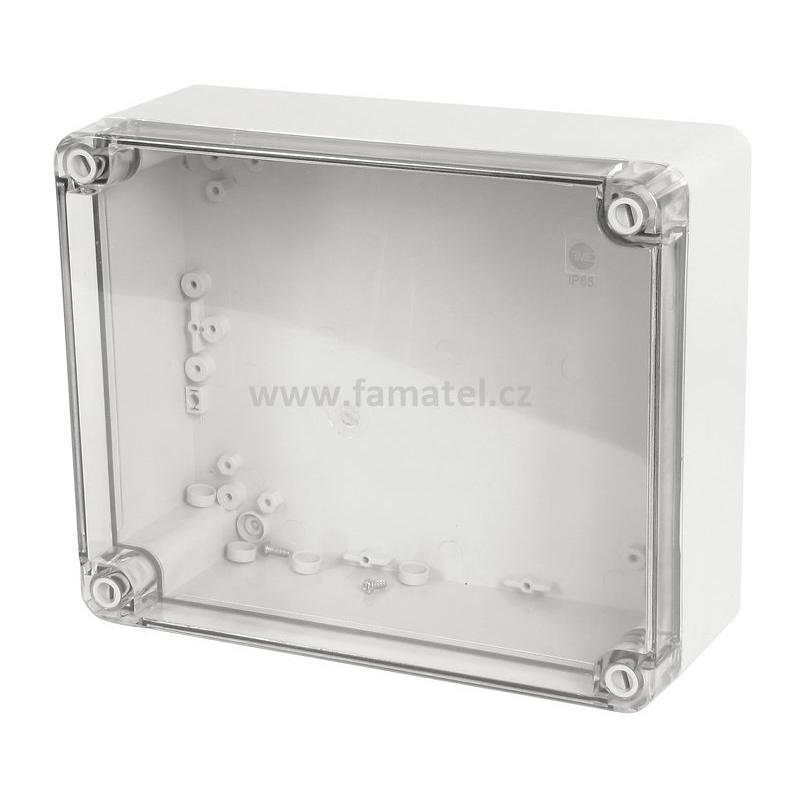 Famatel 68191 Krabice SolidBox IP65, 270x220x106mm, průhledné víko, hladké boky